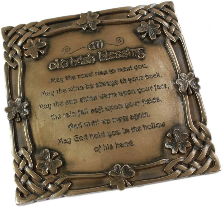 Irish Blessing Wall Plaque Bronze Plated Celtic Knot Shamrock Home Decor 5.9x6.1 - Image 4 of 4