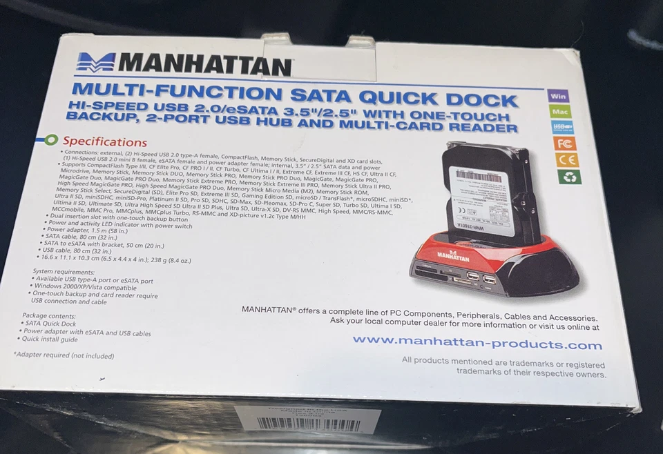 USB/ Multi-Function SATA 3.5"/2.5" HD Quick Dock/ USB Hub + Card Reader - 130165 - Image 2 of 4