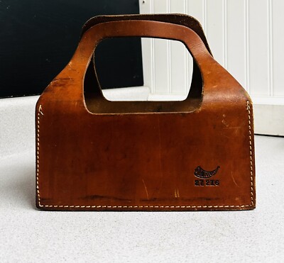 Antique Hunter Jumbo Leather Shotgun Shell Ammo Skeet Shooting Bag Carrier RARE
