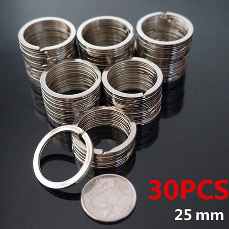 30PCS Polished Silver Split Ring Keyrings Key Chain Hoop Loop Key ...