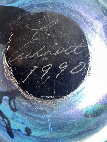 Robert Eickholt Paperweight 1990 Dichroic Iridescent Blue Sea Urchin style - Picture 4 of 4
