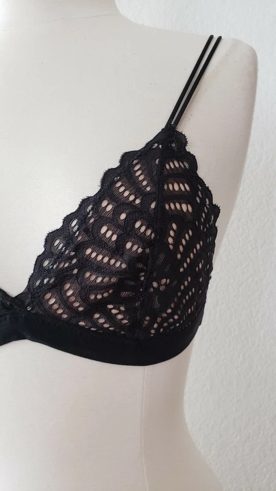 Sexy Bralette Anthropologie Nuevo Talla Mediana Grande Encaje Rosa Negro Delgado Foto 4 de 4