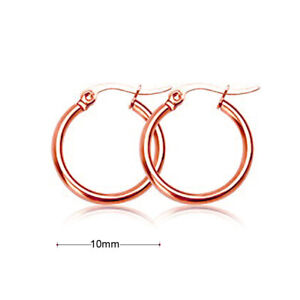 18k Rose Gold Plated Huggie Hoop 10mm Small Sleeper Earrings Aus Made Ebay