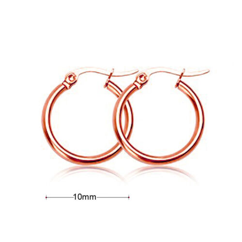 18k Rose Gold plated huggie hoop 10mm small sleeper earrings AUS MADE - Picture 1 of 2