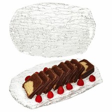 2er Set St Tropez Servierplatte Glas rechteckig 35,5x23cm Struktur Kuchen-Teller