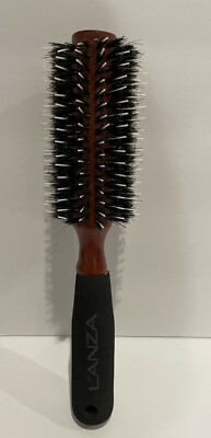 Lanza Boar Nylon Bristle Hair Brush With Wood Soft Handle Round Brush , 2.2-Inch