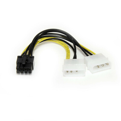 Startech 6'' Dual Molex LP4 to PCI Express 8-Pin-Auxiliary Power Adapter Cable