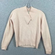 Yarnworks Womens Cropped Angora Wool Blend Sweater Small Pink Soft Barbie Top