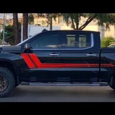 Vehicle Side SUV Decal Vinyl Graphics Racing Double Long Stripes Sticker RED