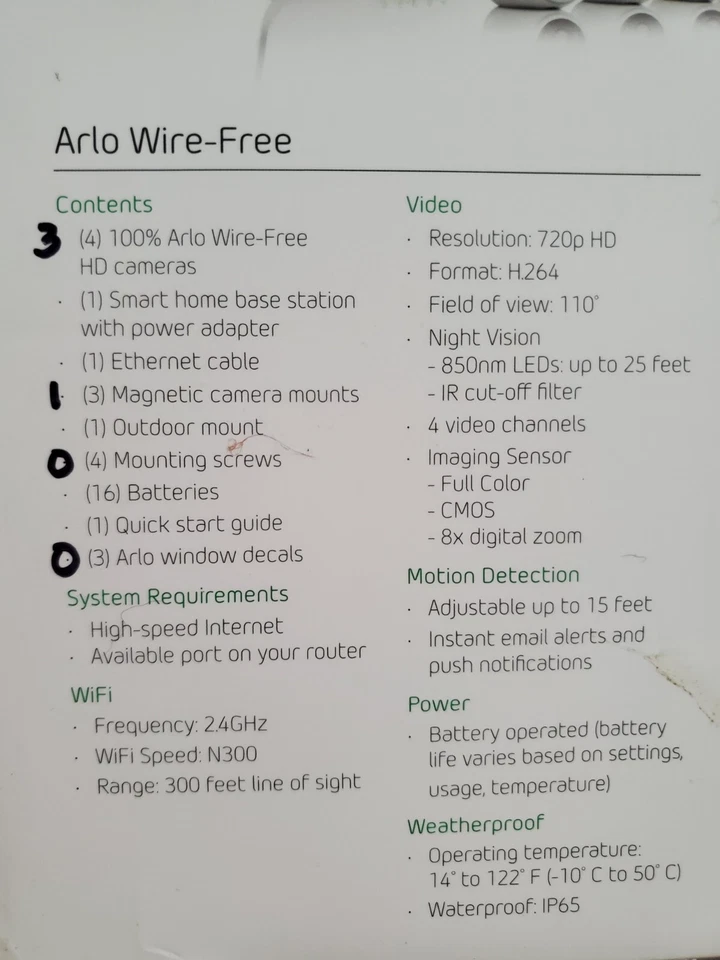 ARLO Netgear 5 camera VMK3500 wireless 1080 HD security System Used - Image 4 of 4