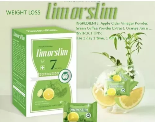 Lim or Slim Candy Weight Loss + Free Detox - Keo Chanh Giam Can ( US )