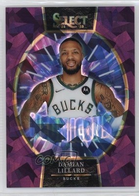 2024 Panini Select Neon Icons Purple Cracked Ice Prizm 73/75 Damian Lillard 1h0p