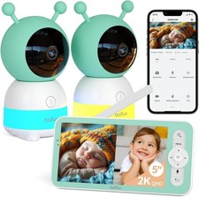 5" Split-Screen Baby Monitor with 2 Cameras Auto Tracking Motion/Noise Detection