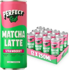 PerfectTed Strawberry Matcha Latte RTD, Ceremonial Grade Japanese, 12 x 250ml C