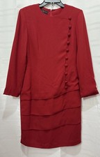 Vintage MARIANNA Women’s 10 Red Wine Layered Look Long Sleeve Dress