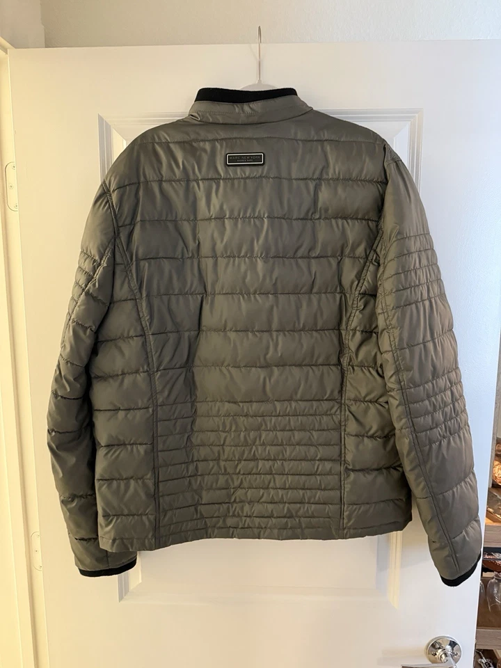 Abrigo chaqueta acolchada gris Marc New York para hombre XL cremallera completa Foto 3 de 4