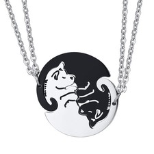 1 paire de chien conçu collier Couple collier en acier inoxydable pendentif cou