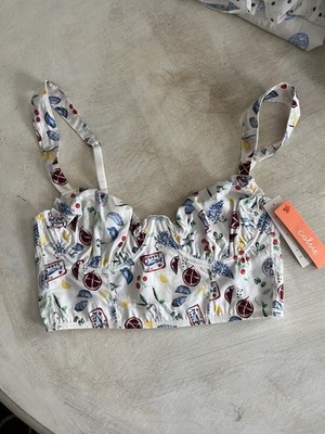 Colsie Bralette Womens Fruit Sardine Print Crop Top 32A 32B