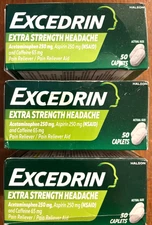 Excedrin Extra Strength Pain Reliever Caps 50/ct * LOT OF 3 * EXP: 07/2027