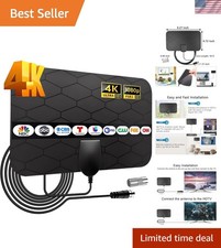 Compact Indoor Digital TV Antenna with Signal Booster  10ft Coax Cable