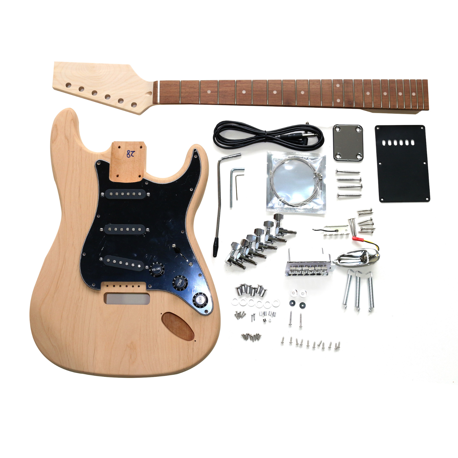 DIY ST4 Guitar Kit | Alder Body with Laurel Fingerboard | Chrome Hardware Black