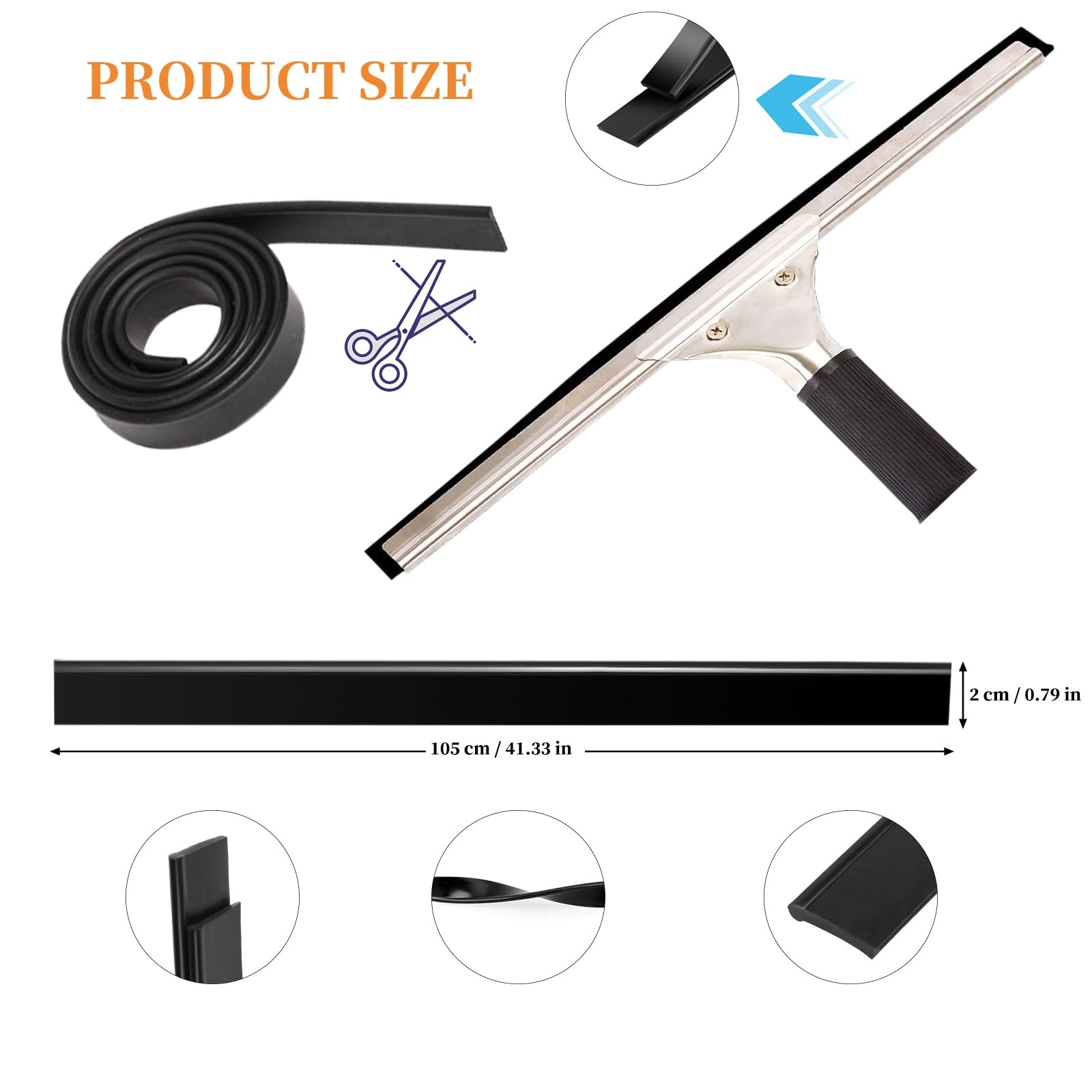 2 Pcs 41 Inch Squeegee Replacement Rubber Blade, Household Silicone