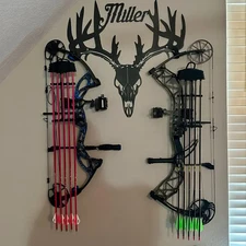 custom metal bow holder.man cave, deer