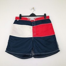 Tommy Hilfiger Men's XL Swim Trunks Drawstring Mesh Lining Stripes Blue Flaw X14
