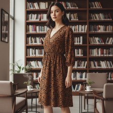 Ava Viv Midi Dress Womens 3X Vneck Smocked Long Sleeve Casual Pockets