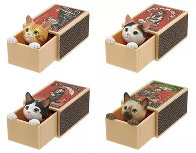 Mini Figure Set of 4 Tsutomu Funabashi Matchbox Cat Collectible