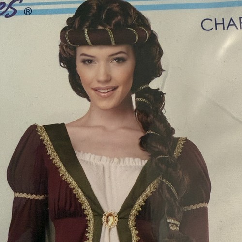 Costume Halloween da fanciulla medievale rinascimento vestito cosplay mantello copricapo spilla - Foto 4 di 7