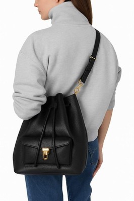 Sac à Main Femme Coccinelle Beat Generation Small Shoulder Bag - Cuir Et Métal, Noir, Neuf Avec étiquettes