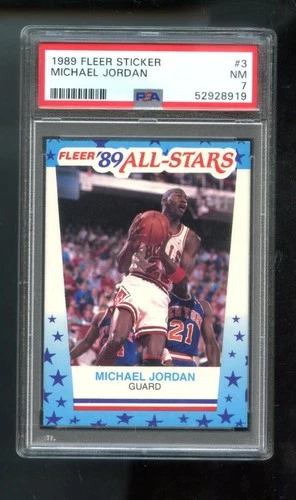 1989-90 Fleer Sticker #3 Michael Jordan PSA 7 Graded Basketball Card NBA 89-90