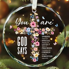 Christian Christmas Ornaments Religious Faith Jesus Cross Bible Verse Tree Decor