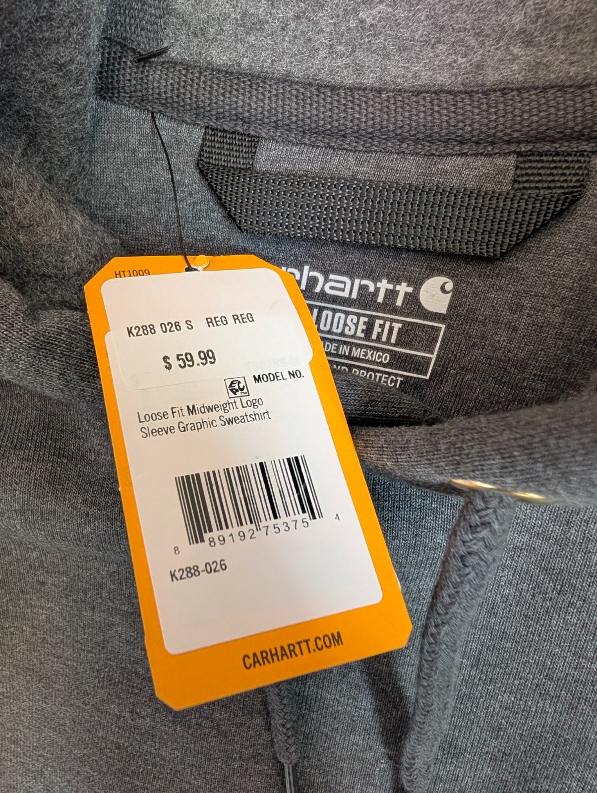 Carhartt Sweatshirt Mens Small Gray Loose Fit Long Sleeve Midweight Logo NWT thumbnail 5