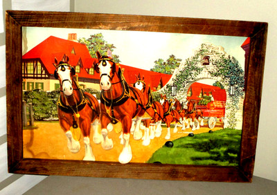 1950'S BUDWEISER BEER CLYDESDALES  GRANTS FARM- 3-D STORE DISPLAY SIGN -RARE 36''
