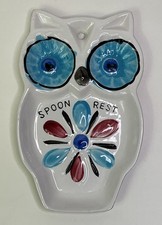 MCM Handpainted Ceramic Owl Spoon Rest Wall D...