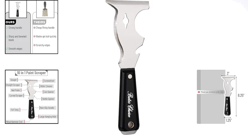 Herramienta multiusos para pintores 10 en 1 - ¡Ideal para raspar, masilla y más! Foto 2 de 4