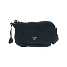 PRADA Tessuto Triangle with logo Shoulder Bag Pochette Black SilverHardware
