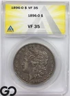 1896-O Morgan Silver Dollar Coin ANACS VF 35