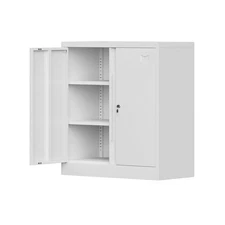 Metal Storage Cabinet with 2 Adjustable Shelves and Locking Doors,Garage Cabinet