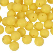 50Pcs 15mm Silicone Beads, Round Loose Rubber Bead for DIY Dark Yellow