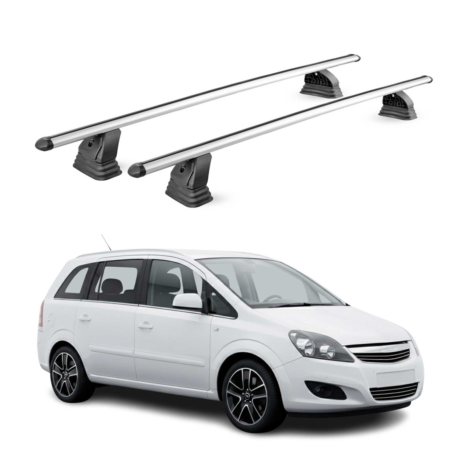 Barres de toit transversales aérodynamiques Opel Zafira B Cosmo en aluminium rigide gris