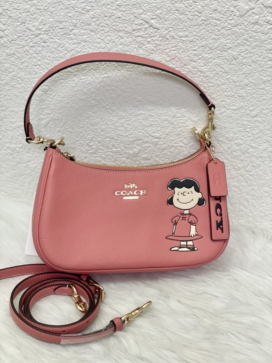 NWT Coach CBM32 X Peanuts Teri Shoulder Bag With Lucy in Pebble