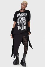 Killstar Waiting For You Relaxed Top Shirt Xs Black White Short Sleeve Crew Neck