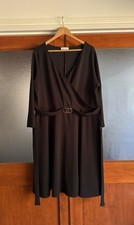 Yours London - black stretchy midi dress with belt detail - size 22