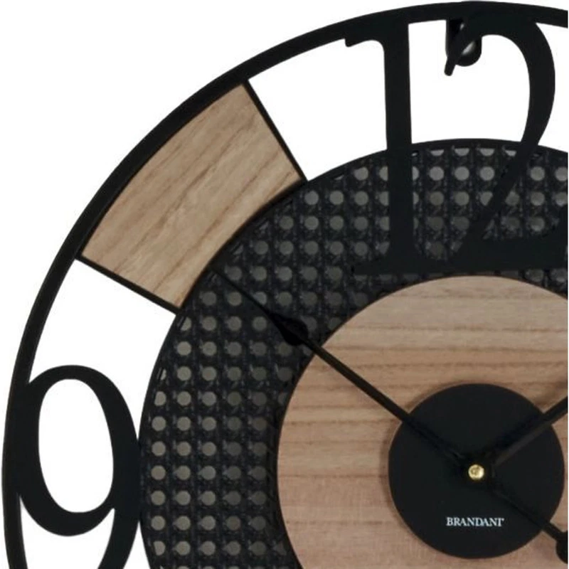 Orologio da Parete Muro 45 cm BRANDANI Elica Metallo Legno Moderno Salotto, fotografia 2 di 9