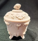 Vintage Jeannette Pink Milk  Glass Footed Candy Dish - GW0422