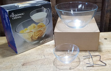 Vintage Arcoroc France Set of Chip/Dip Boxed Bowl & Stand