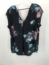 Pre-Owned DR2 Navy Size Large Floral Blouse